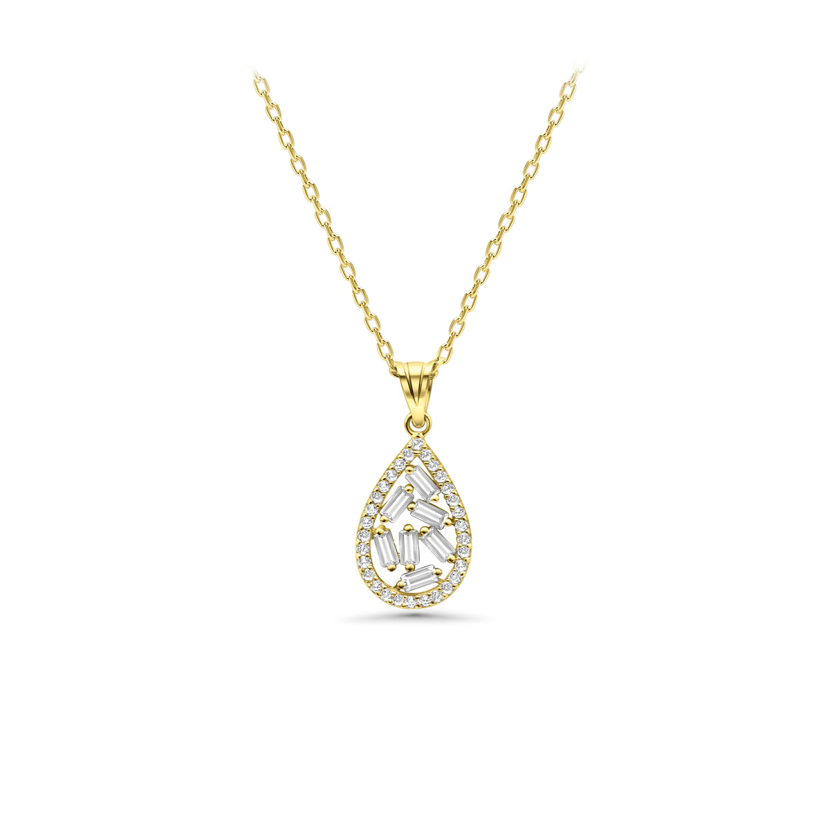 Drop Design 14k Gold Necklace