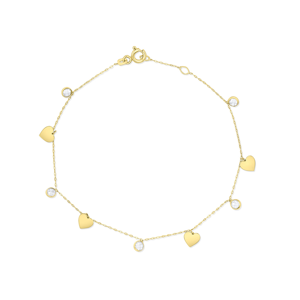 Heartfelt Embrace 14k Solid Gold Heart Bracelet