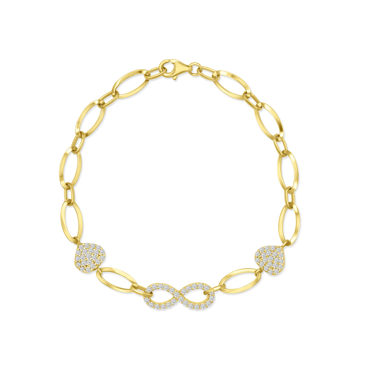 Heart of Gold 14k Solid Gold Heart Pave Bracelet