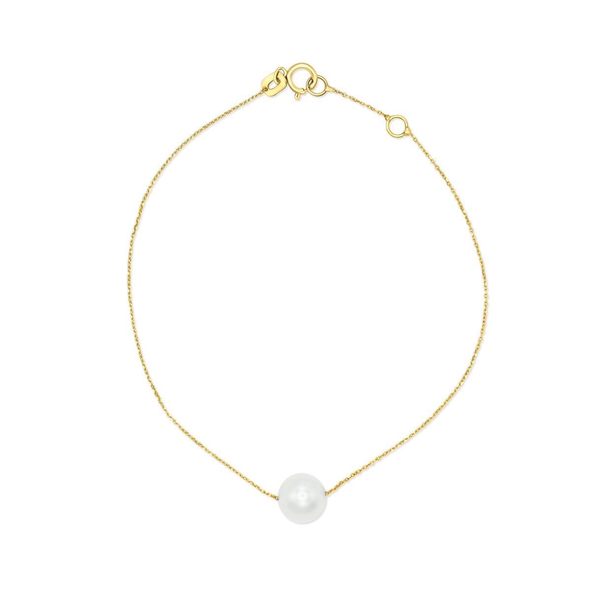 Single Pearl Splendor 14k Solid Gold Bracelet