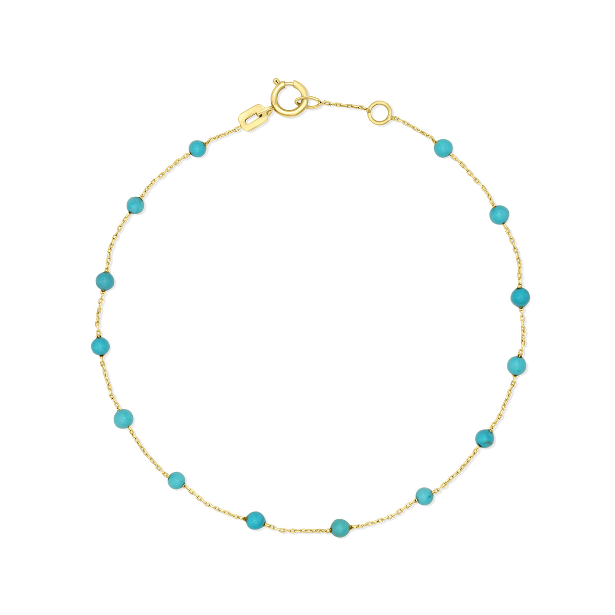 Turquoise Tranquility 14k Solid Gold Pave Bracelet